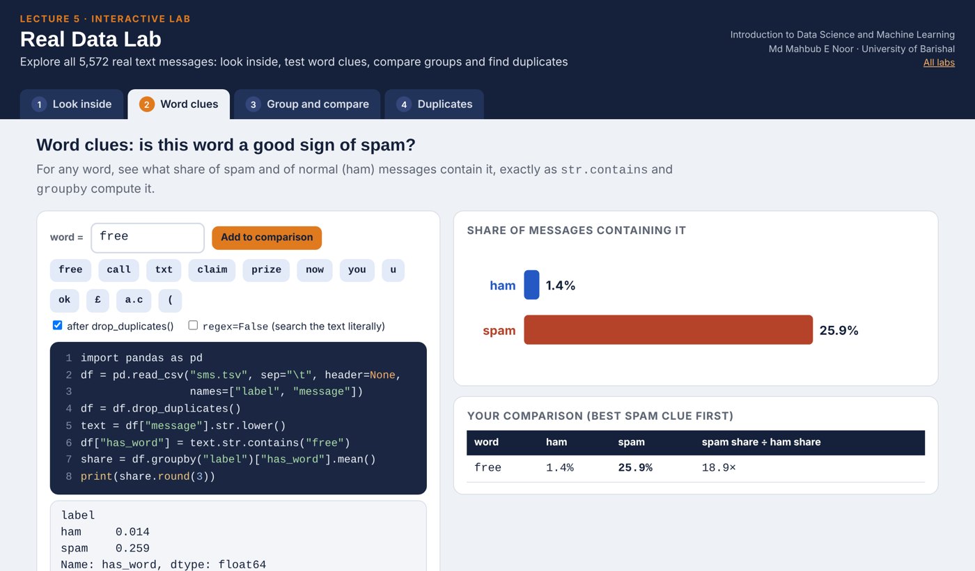 Screenshot of the Real Data Lab